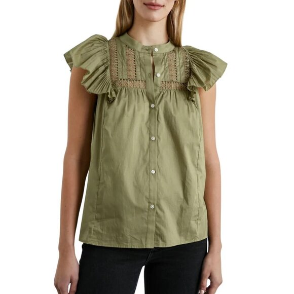 Rails Louella Canteen Green Button Front Blouse Size Large - Picture 1 of 7